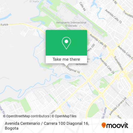 Avenida Centenario / Carrera 100 Diagonal 16 map