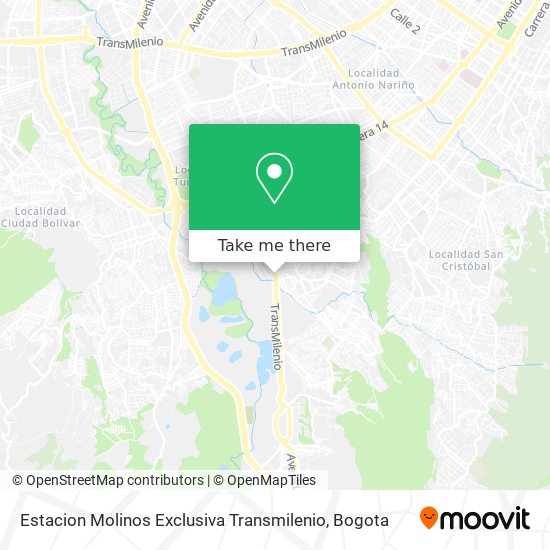 Mapa de Estacion Molinos Exclusiva Transmilenio