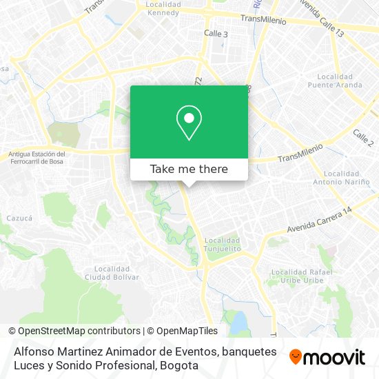 Mapa de Alfonso Martinez Animador de Eventos, banquetes Luces y Sonido Profesional