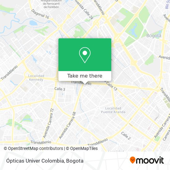 Ópticas Univer Colombia map
