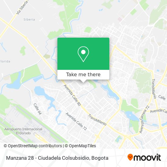 Manzana 28 - Ciudadela Colsubsidio map