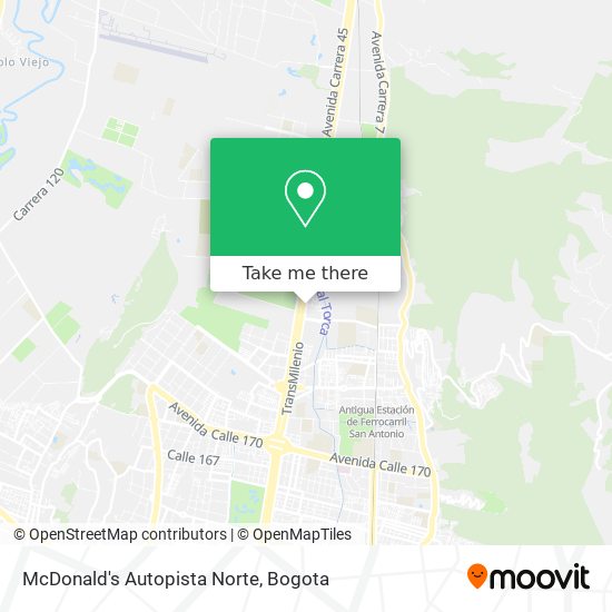 McDonald's Autopista Norte map