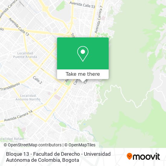 Bloque 13 - Facultad de Derecho - Universidad Autónoma de Colombia map