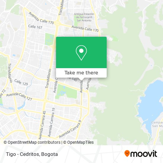Tigo - Cedritos map