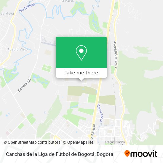 Canchas de la Liga de Fútbol de Bogotá map