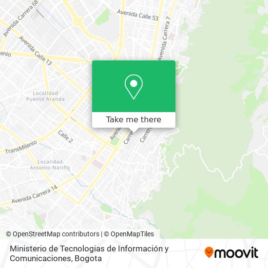 Ministerio de Tecnologias de Información y Comunicaciones map