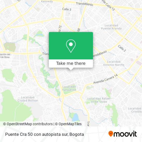 Puente Cra 50 con autopista sur map
