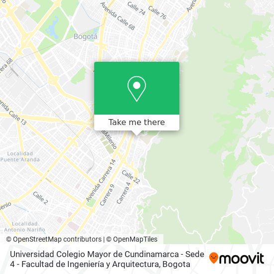 Mapa de Universidad Colegio Mayor de Cundinamarca - Sede 4 -  Facultad de Ingeniería y Arquitectura