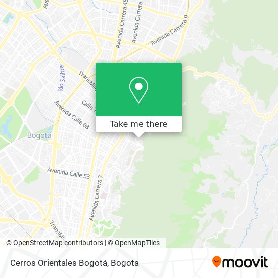 Cerros Orientales Bogotá map