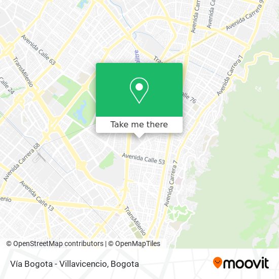 Vía Bogota - Villavicencio map