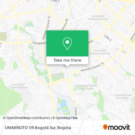 UNIMINUTO VR Bogotá Sur map