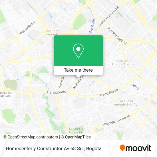 Mapa de Homecenter y Constructor Av 68 Sur
