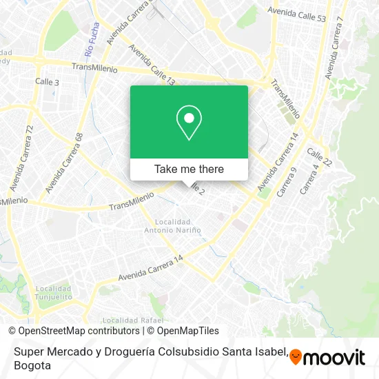 Mapa de Super Mercado y Droguería Colsubsidio Santa Isabel