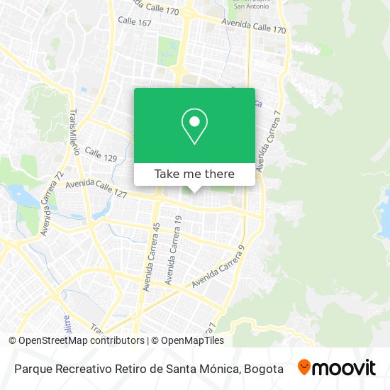 Parque Recreativo Retiro de Santa Mónica map