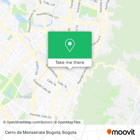 Cerro de Monserrate Bogotá map