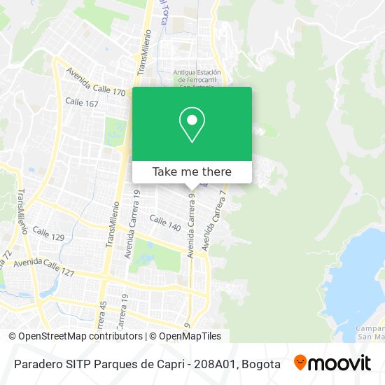 Mapa de Paradero SITP Parques de Capri - 208A01