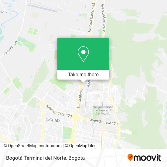 Bogotá Terminal del Norte map