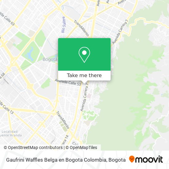 Mapa de Gaufrini Waffles Belga en Bogota Colombia