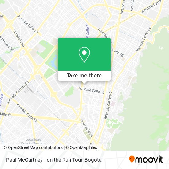Mapa de Paul McCartney - on the Run Tour