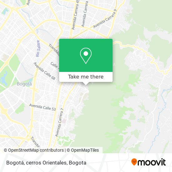 Bogotá, cerros Orientales map