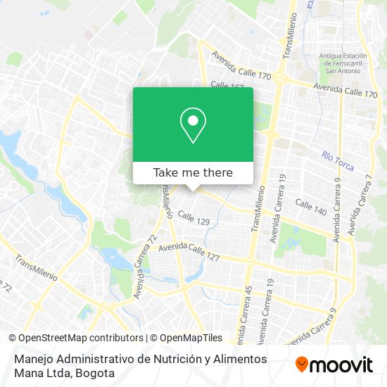 Manejo Administrativo de Nutrición y Alimentos Mana Ltda map