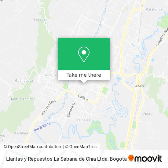 Llantas y Repuestos La Sabana de Chia Ltda map
