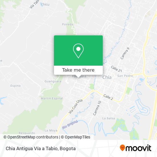 Chia Antigua Vía a Tabio map