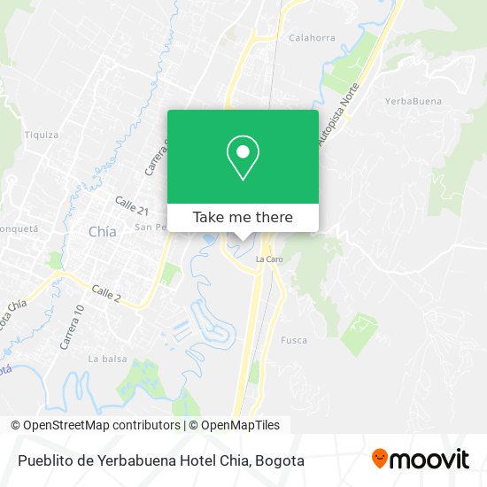 Mapa de Pueblito de Yerbabuena Hotel Chia