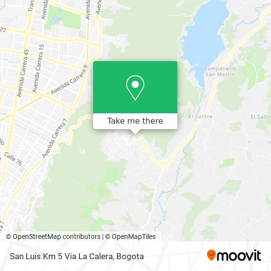 San Luis Km 5 Via La Calera map