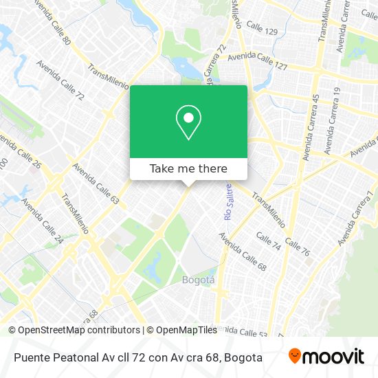 Mapa de Puente Peatonal Av cll 72 con Av cra 68
