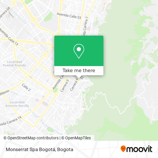 Monserrat Spa Bogotá map