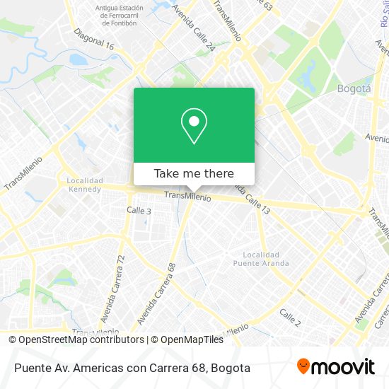 Mapa de Puente Av. Americas con Carrera 68