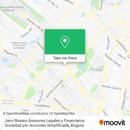 Mapa de Jairo Rosero Asesores Legales y Financieros Sociedad por Acciones Simplificada
