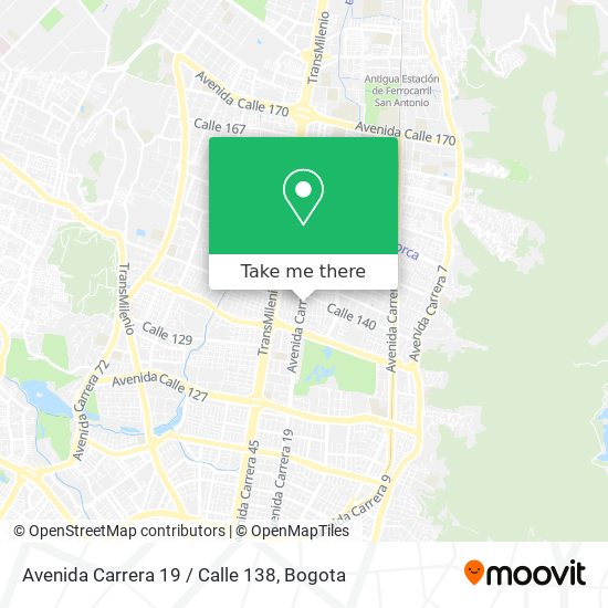 Mapa de Avenida Carrera 19 / Calle 138