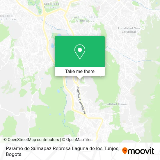 Paramo de Sumapaz Represa Laguna de los Tunjos map