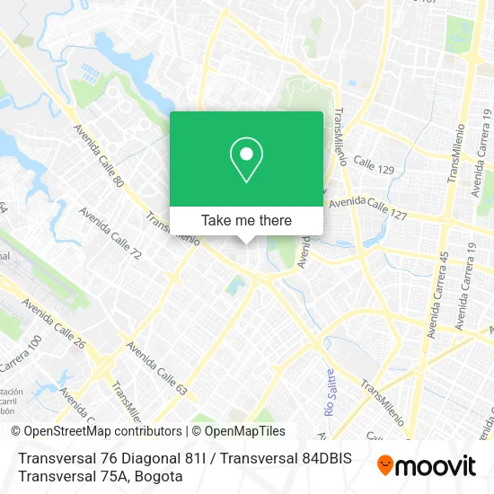 Mapa de Transversal 76 Diagonal 81I / Transversal 84DBIS Transversal 75A