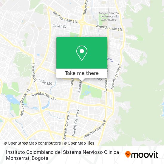 Mapa de Instituto Colombiano del Sistema Nervioso Clinica Monserrat