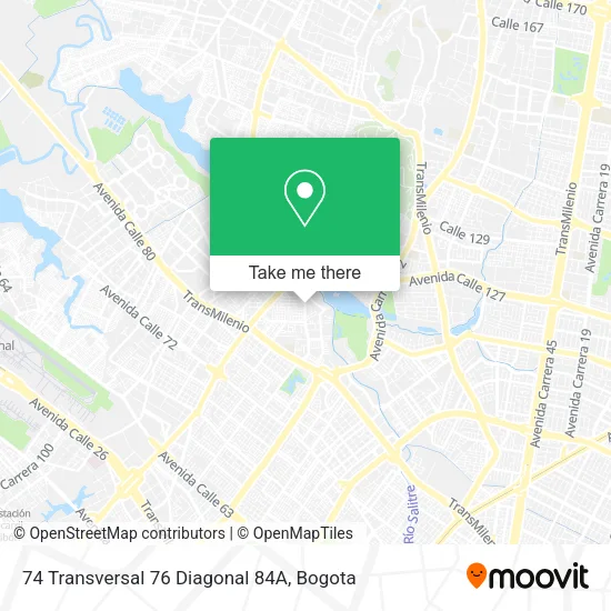 Mapa de 74 Transversal 76 Diagonal 84A
