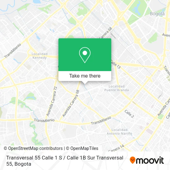 Transversal 55 Calle 1 S / Calle 1B Sur Transversal 55 map