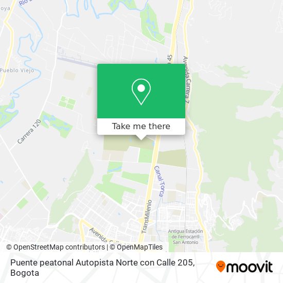 Puente peatonal Autopista Norte con Calle 205 map