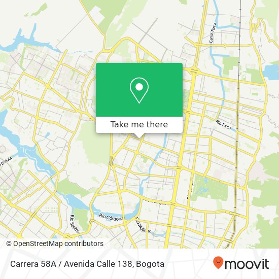 Mapa de Carrera 58A / Avenida Calle 138