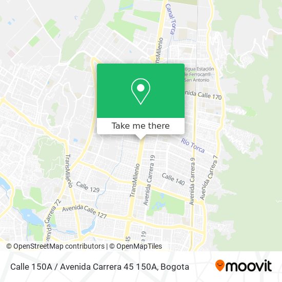 Mapa de Calle 150A / Avenida Carrera 45 150A