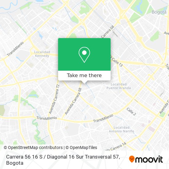 Mapa de Carrera 56 16 S / Diagonal 16 Sur Transversal 57