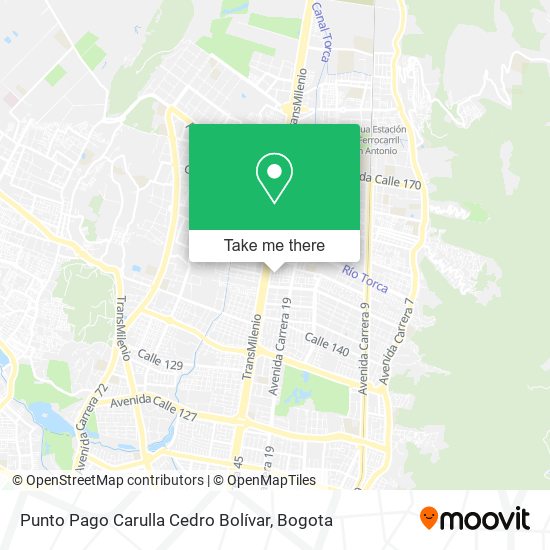 Mapa de Punto Pago Carulla Cedro Bolívar