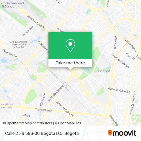 Mapa de Calle 25 # 68B-30 Bogotá D.C