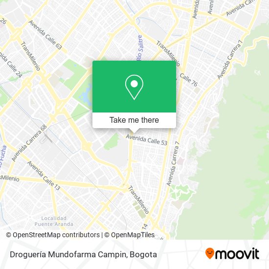 Mapa de Droguería Mundofarma Campin