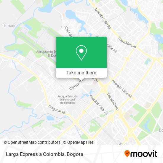 Larga Express a Colombia map