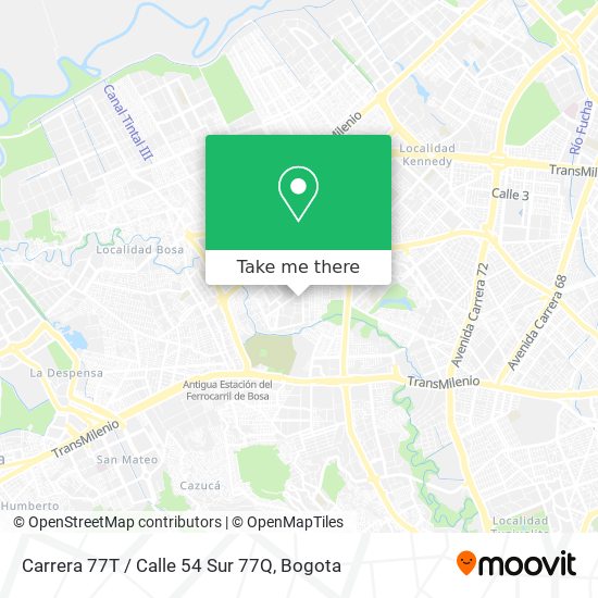 Mapa de Carrera 77T / Calle 54 Sur 77Q