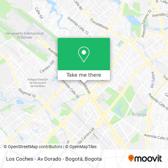 Los Coches - Av Dorado - Bogotá map