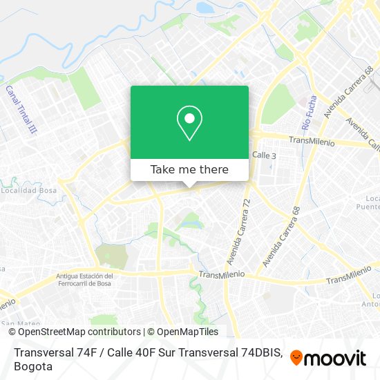 Mapa de Transversal 74F / Calle 40F Sur Transversal 74DBIS